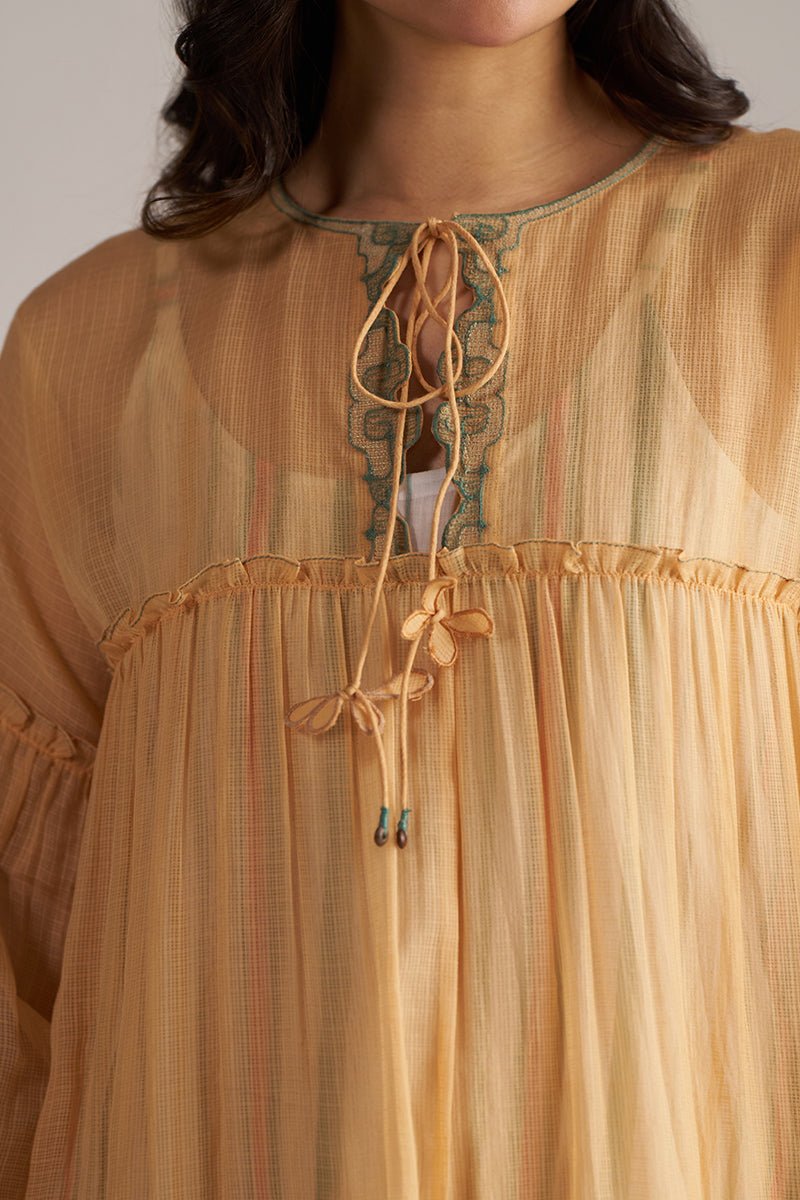 Apricot Cream Kota Silk Co-ord Set