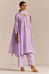 Pastel Lilac Mul-Mul Kurta Set