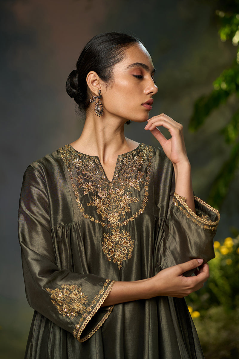 Tarmac Raw-Silk Festive Sharara Kurta Set
