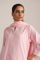 Baby Pink Woven Salwar kameez