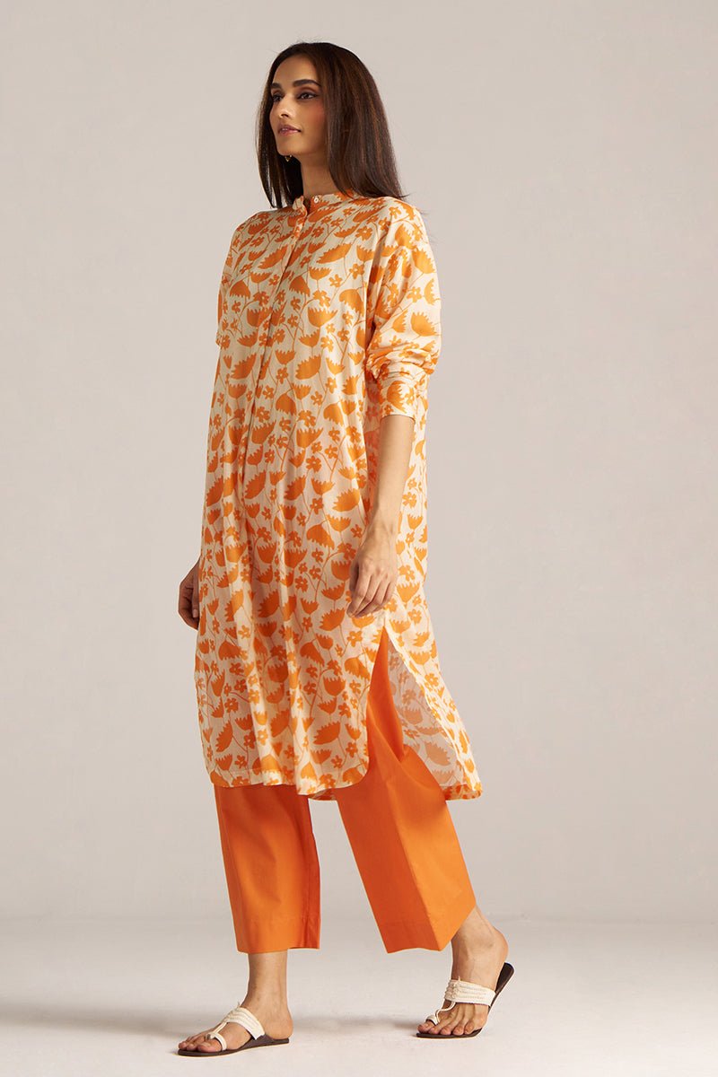 Celosia Orange and Cream Print Co-ord Set