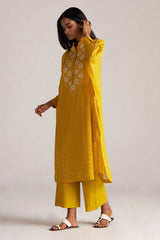 Yellow and Cream Mul-Mul Print Co-ord Set