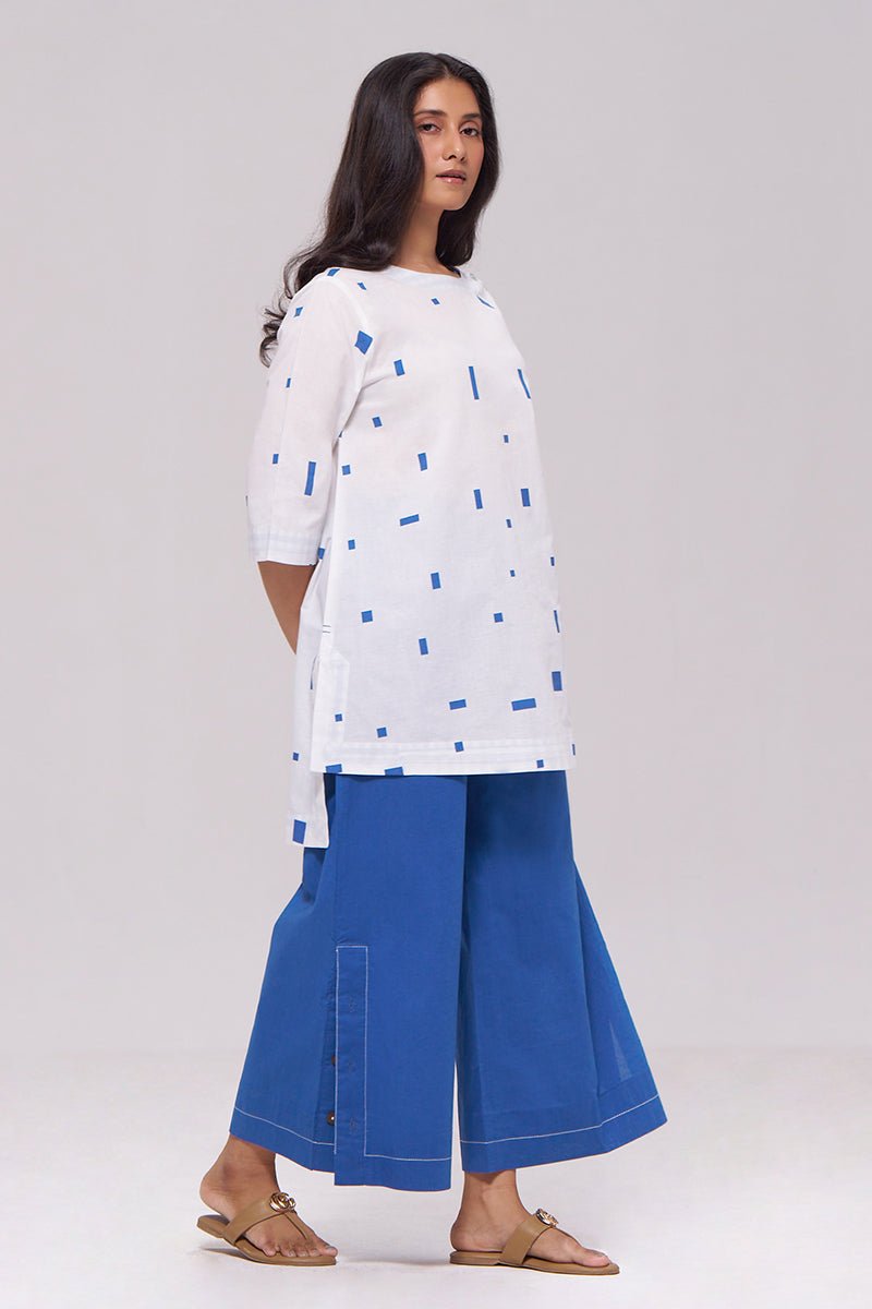 White and Blue Pure Cotton Co-ord Set