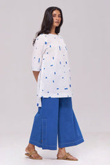 White and Blue Pure Cotton Co-ord Set