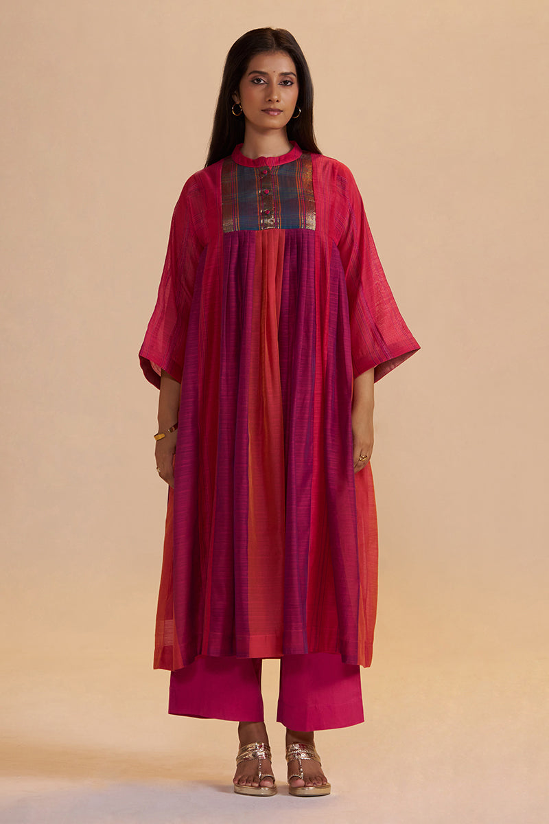 Wine and Rani Pink Woven Co-ord Set