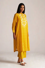 Yellow and Cream Mul-Mul Print Co-ord Set