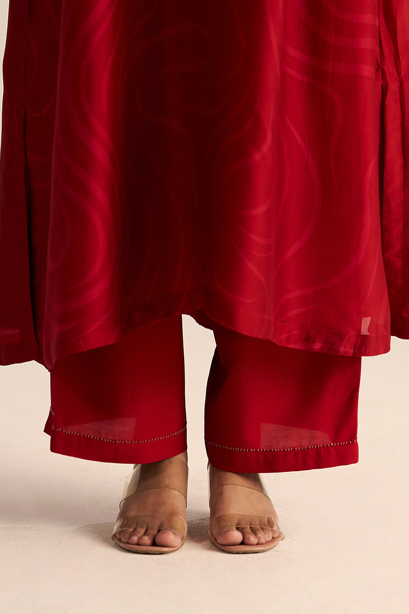 Chili Pepper Red Silk Print Co-ord Set