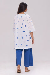 White and Blue Pure Cotton Co-ord Set