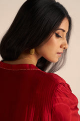 Chili Pepper Red Silk Print Co-ord Set