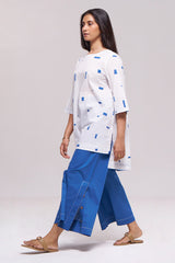White and Blue Pure Cotton Co-ord Set