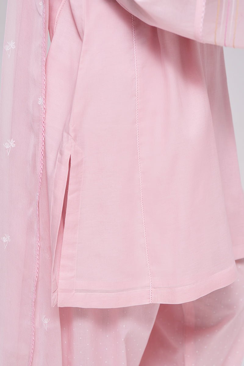 Dreamy Pink Mul-Chanderi Kurta Set - Ganga Fashions