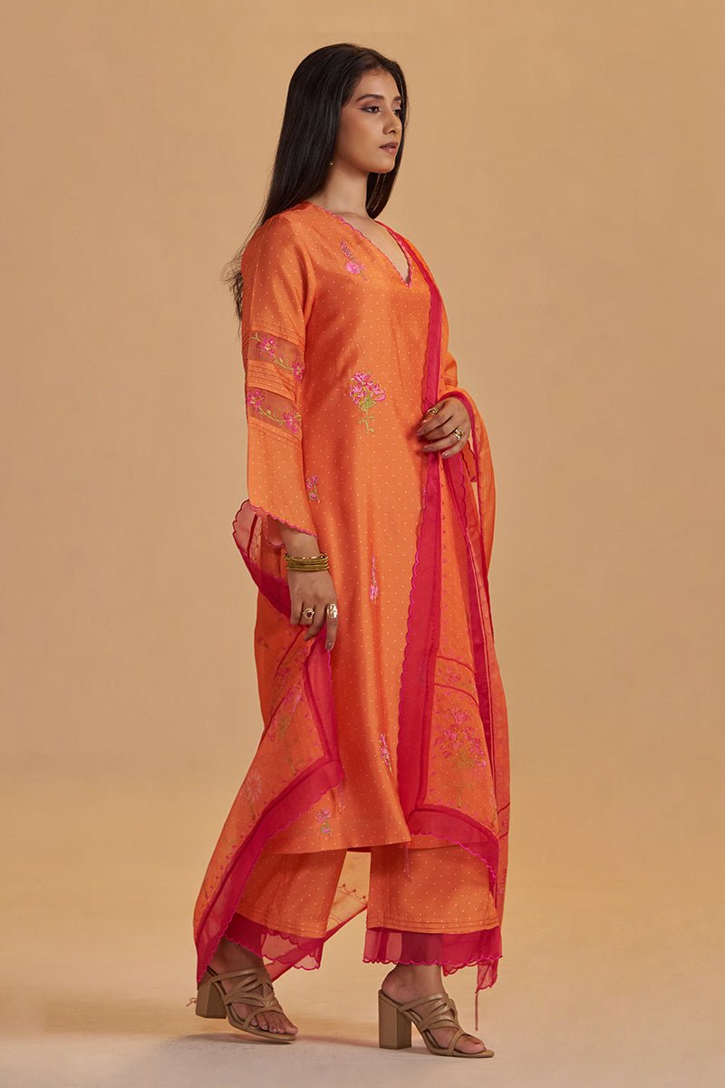 Dusty Orange Silk Festival Kurta Set - Ganga Fashions