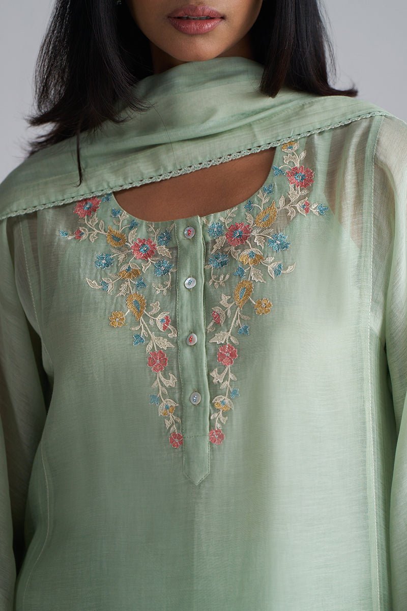 Laurel Green Chanderi Kurta Set