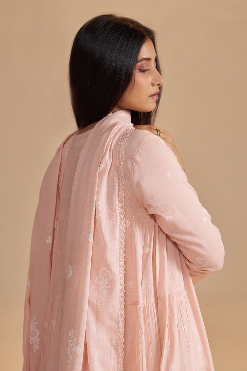 Evening Sand Mul-Mul Anarkali Kurta Set - Ganga Fashions