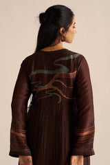 back side model view Buy Dark Chocolate Silk Co-Ord Set for Women