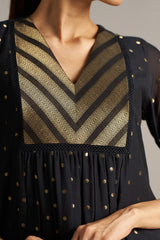 Black Zari Woven Mul-Chanderi Festive Co-ord Set