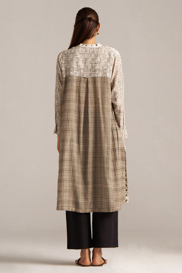 Off White and Black Print Linen Co-ord Set