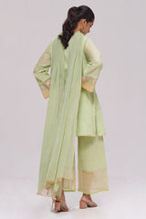 Pistachio Mul-Chanderi Kurta Set