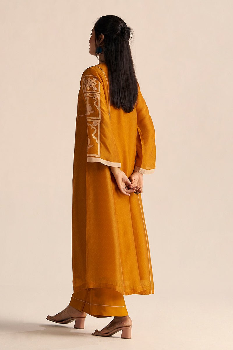 nugget yellow silk co ord set right side model view 