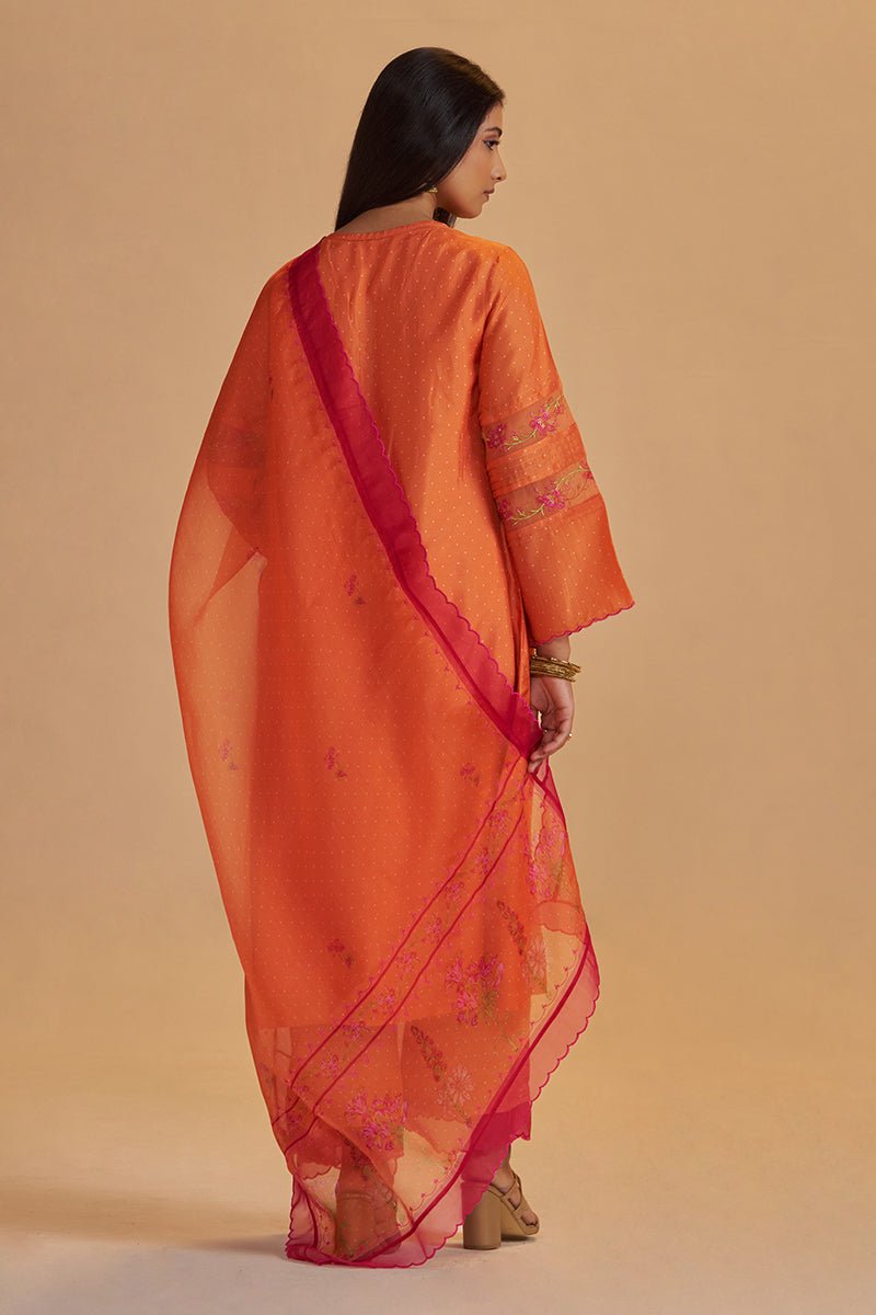 Dusty Orange Silk Festival Kurta Set - Ganga Fashions