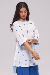 White and Blue Pure Cotton Co-ord Set