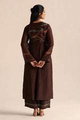back side view Buy Dark Chocolate Silk Co-Ord Set for Women