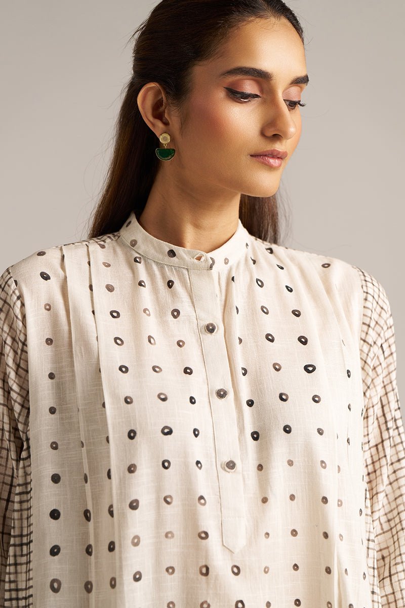 Off White and Black Print Linen Co-ord Set