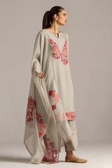 Grey Woven Orgenza Kurta Set