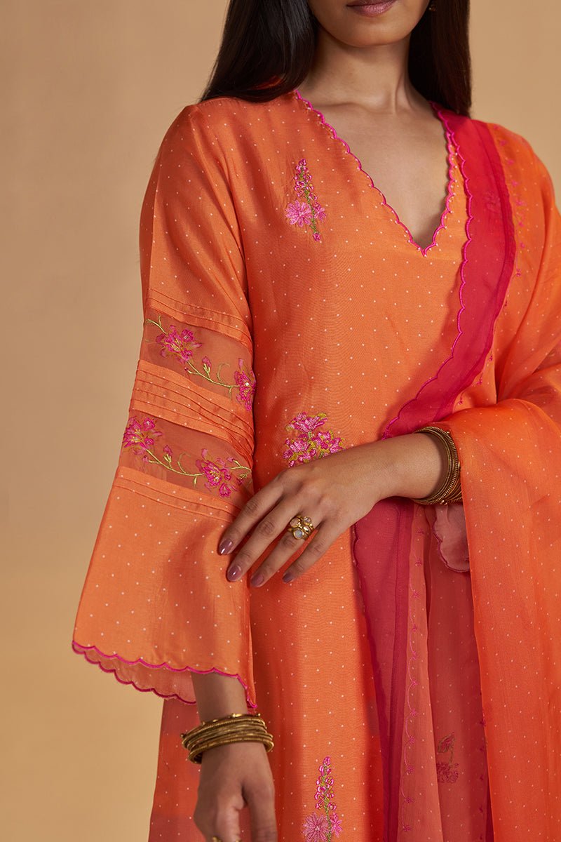 Dusty Orange Silk Festival Kurta Set - Ganga Fashions