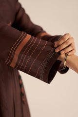 right hand side view Buy Dark Chocolate Silk Co-Ord Set for Women