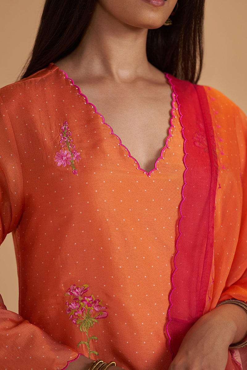Dusty Orange Silk Festival Kurta Set - Ganga Fashions