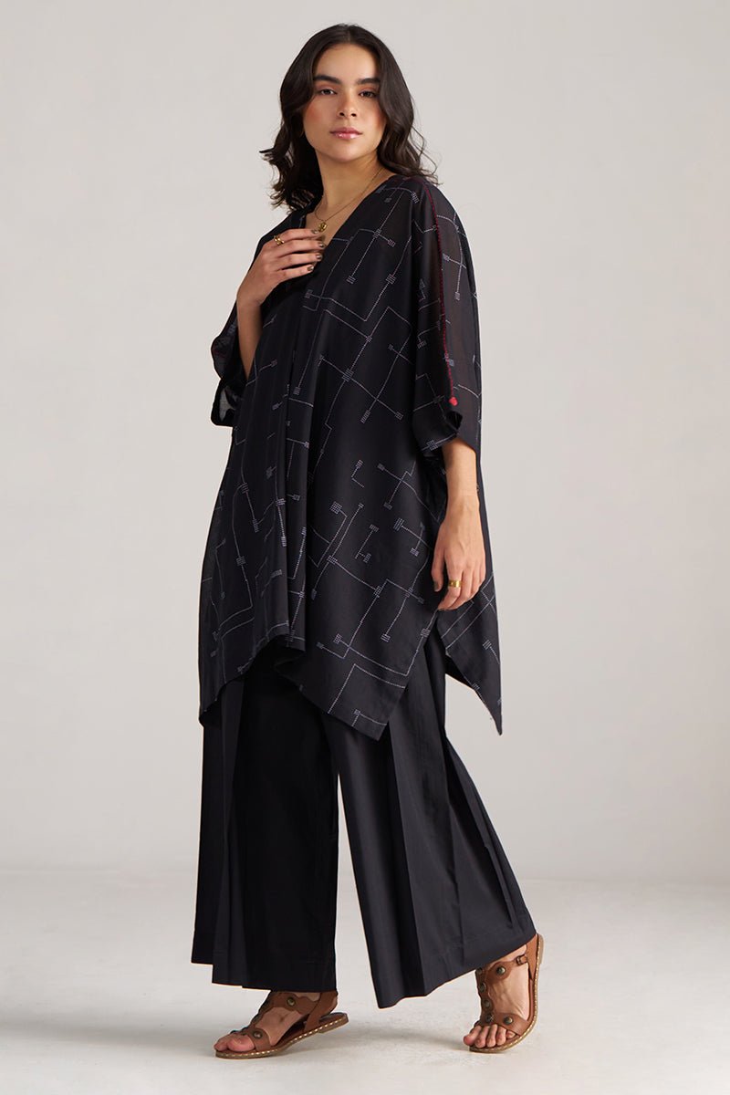 Black Mul-Mul Kaftaan Co-ord Set