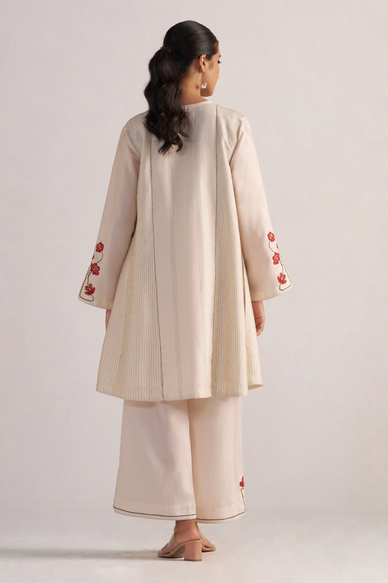 back view model TOFU Cream Festive Co-Ord Set