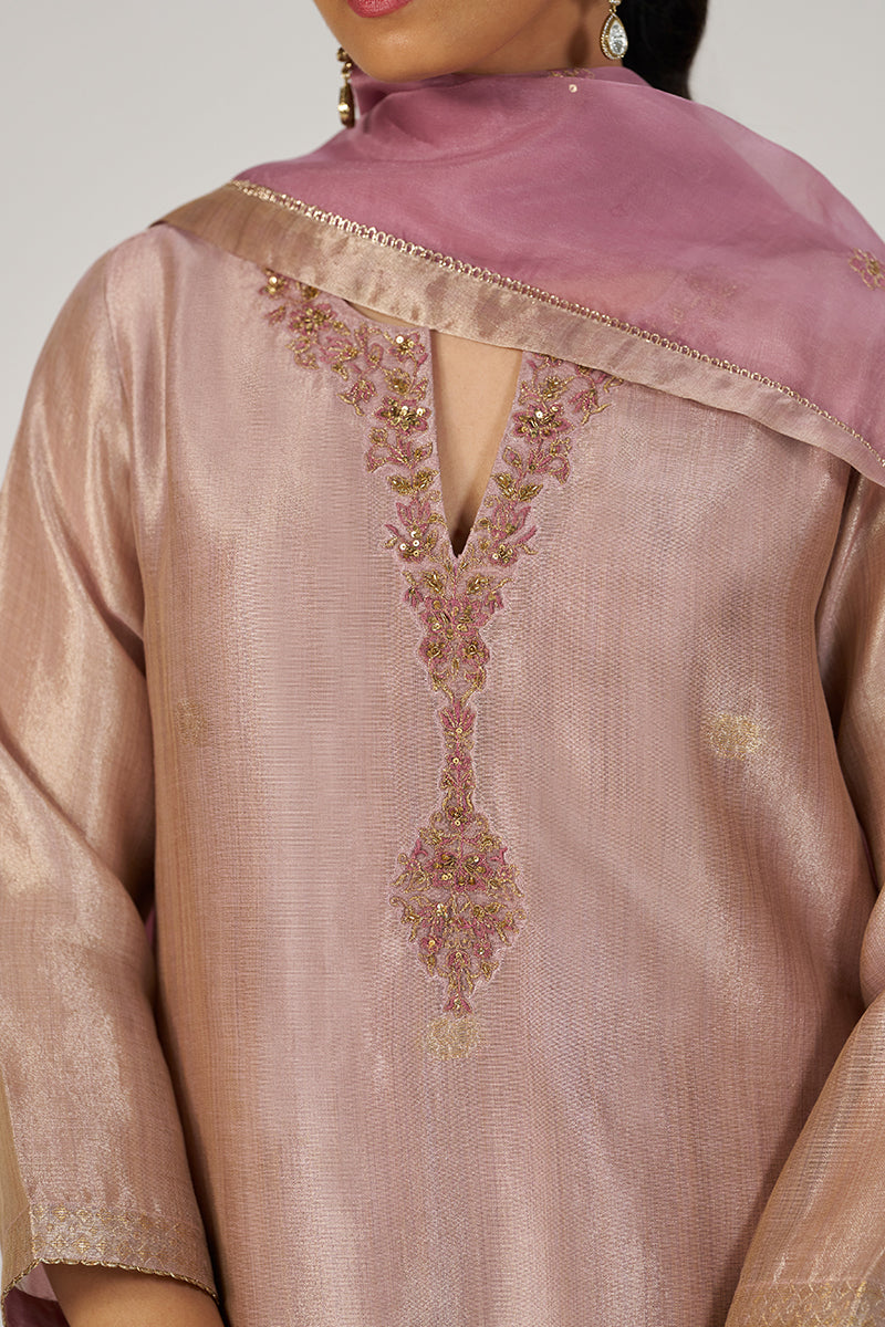 Deauville Mauve Tissue Festive Kurta Set