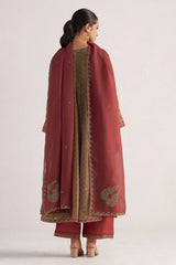 Lark Beige and Dull Maroon Tissue Print Kurta Set