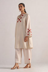 right side model view TOFU Cream Festive Co-Ord Set