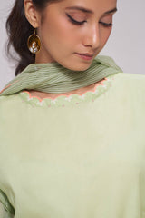 Pistachio Mul-Chanderi Kurta Set