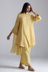 Jojoba Yellow Chanderi Kurta Set