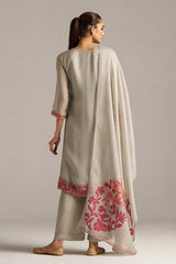 Grey Woven Orgenza Kurta Set