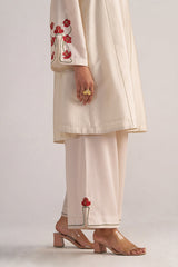 leg side model view TOFU Cream Festive Co-Ord Set