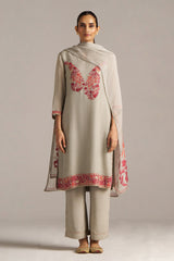 Grey Woven Orgenza Kurta Set