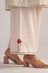 leg view model TOFU Cream Festive Co-Ord Set