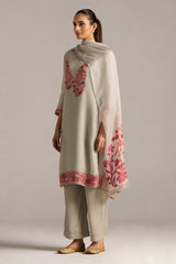 Grey Woven Orgenza Kurta Set