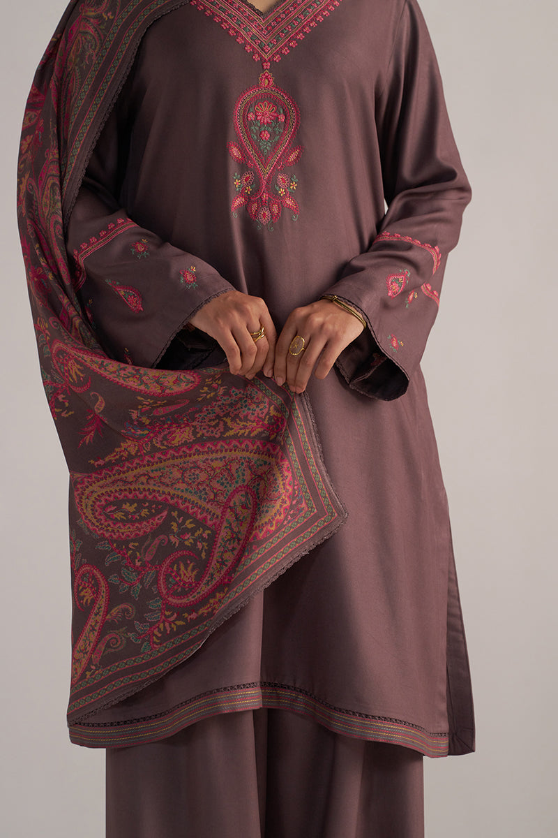 Plum Truffle Pashmina Kurta Set
