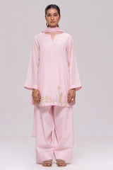 Light Pink Mul-Chanderi Kurta Set