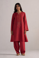 Jester Red Pashmina Kurta Set