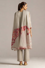 Grey Woven Orgenza Kurta Set