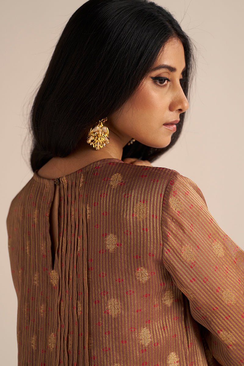 Cognac Brown Tissue Festive Co-ord Set