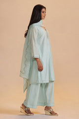 Misty Blue Chanderi Festive Kurta Set