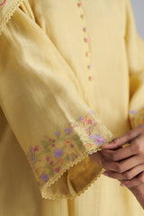 Jojoba Yellow Chanderi Kurta Set